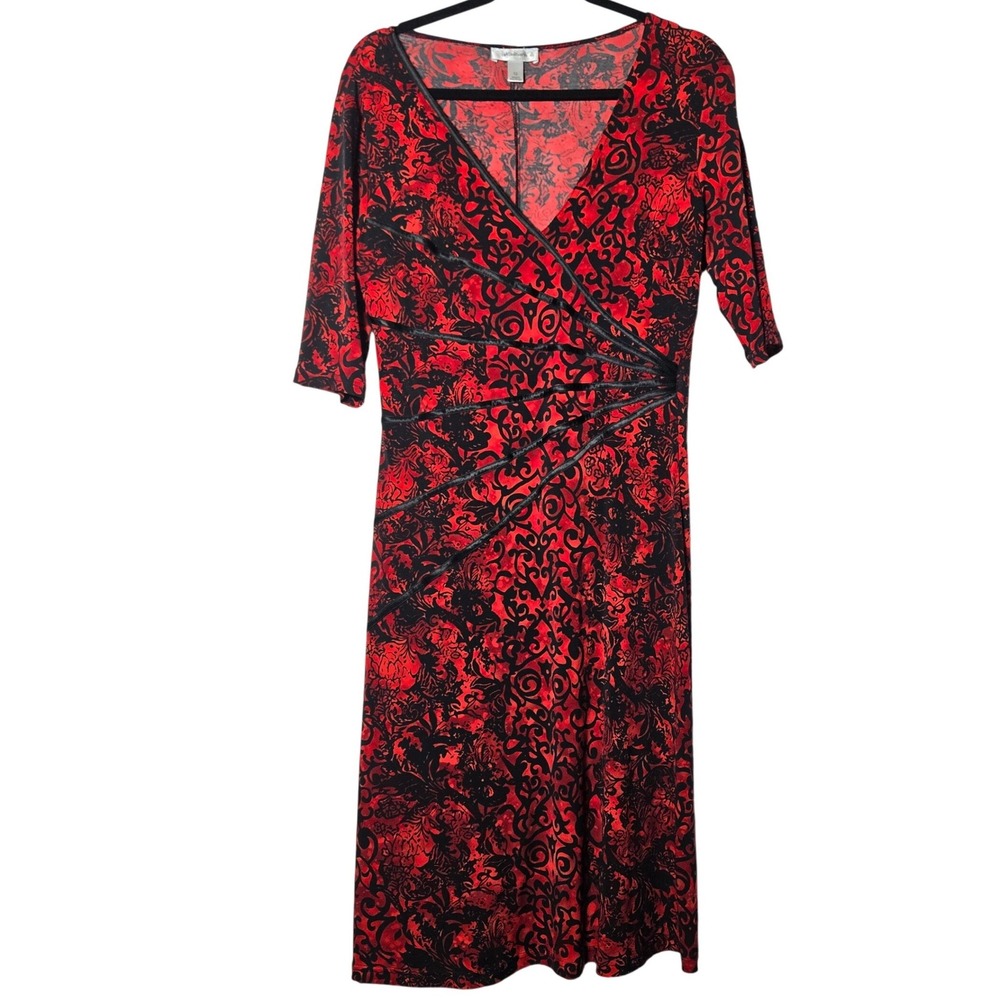 Dressbarn V-Neck Sheath Dress 12 Witchy Whimsigoth Y2K Romantic Goth Dark Siren - Picture 2 of 10